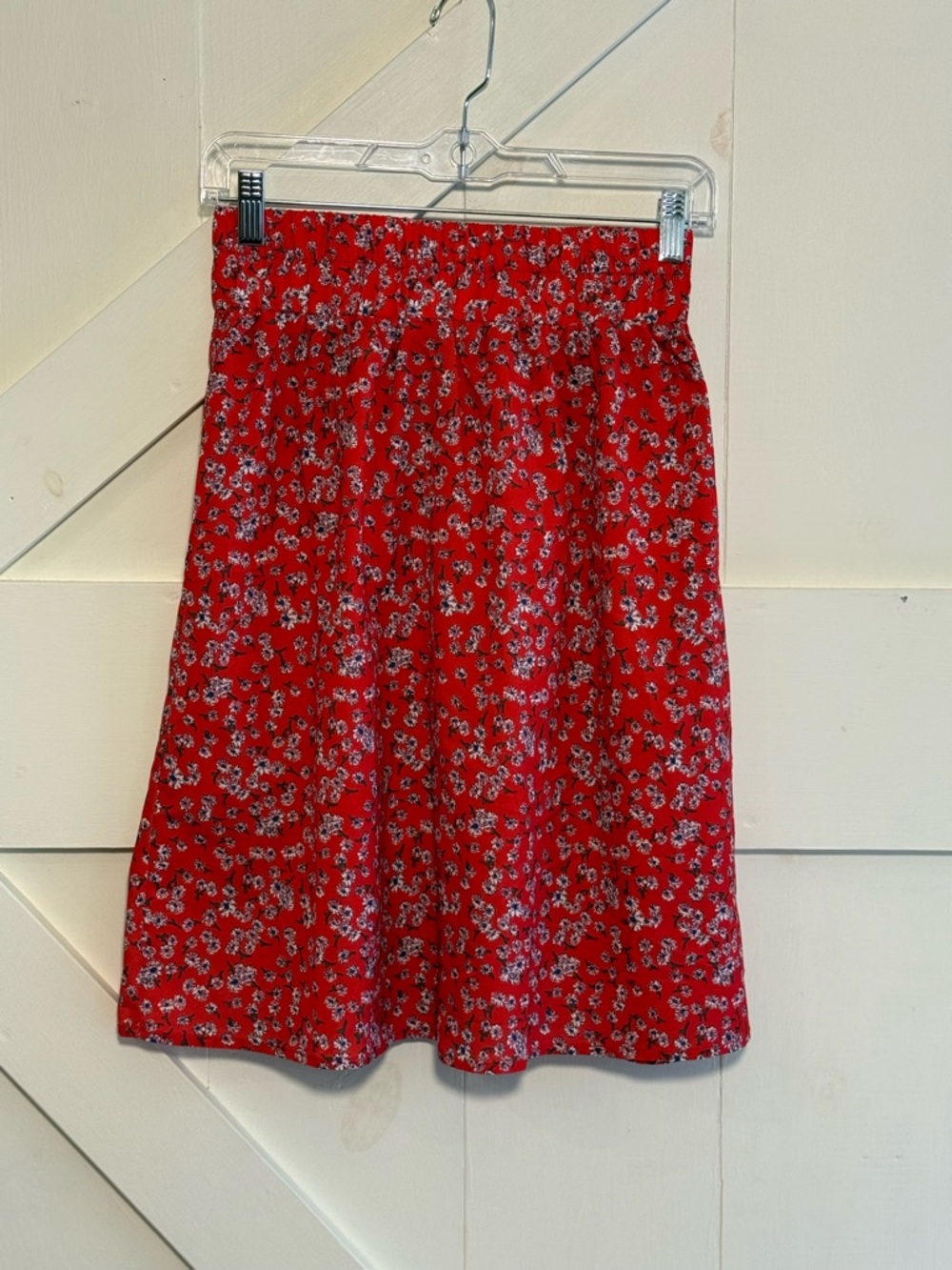 Hayden Los Angeles Small Red Floral Skirt Elastic Waist Pull On A-Line Boho